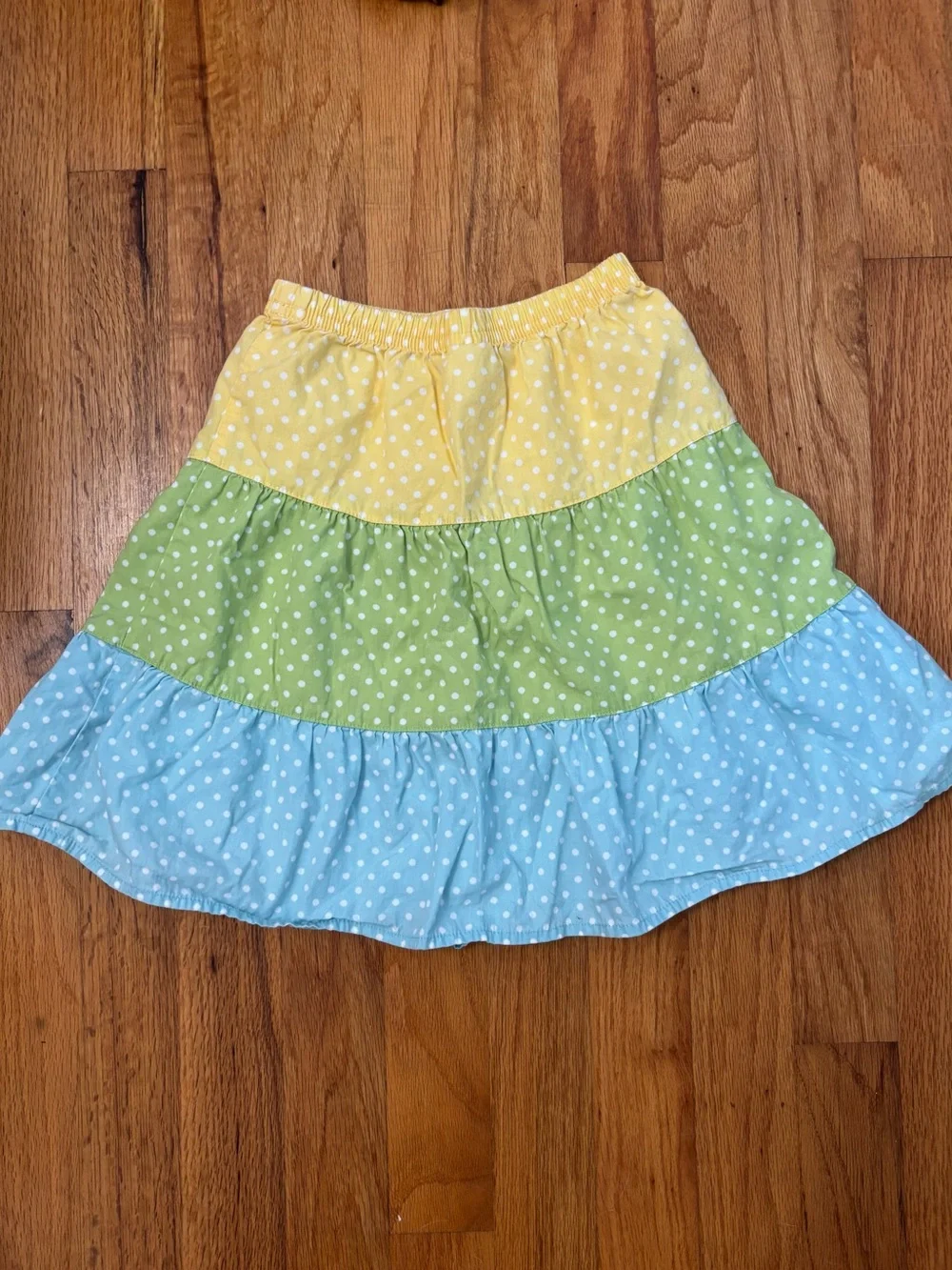 Gymboree 3t tiered skirt 100% cotton  Polka Dot Pastel Yellow, Green & Blue